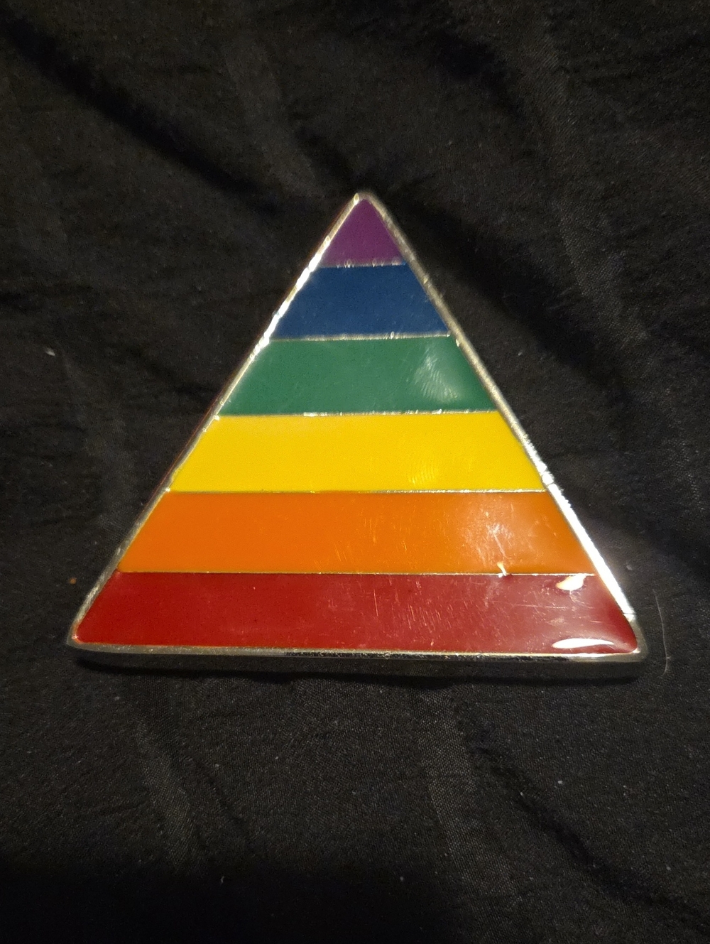 Rainbow Pride Flag Triangle Gold Plated Belt Buckle